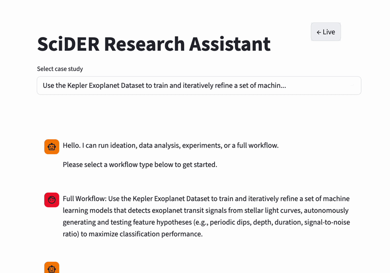 SciDER case study selection